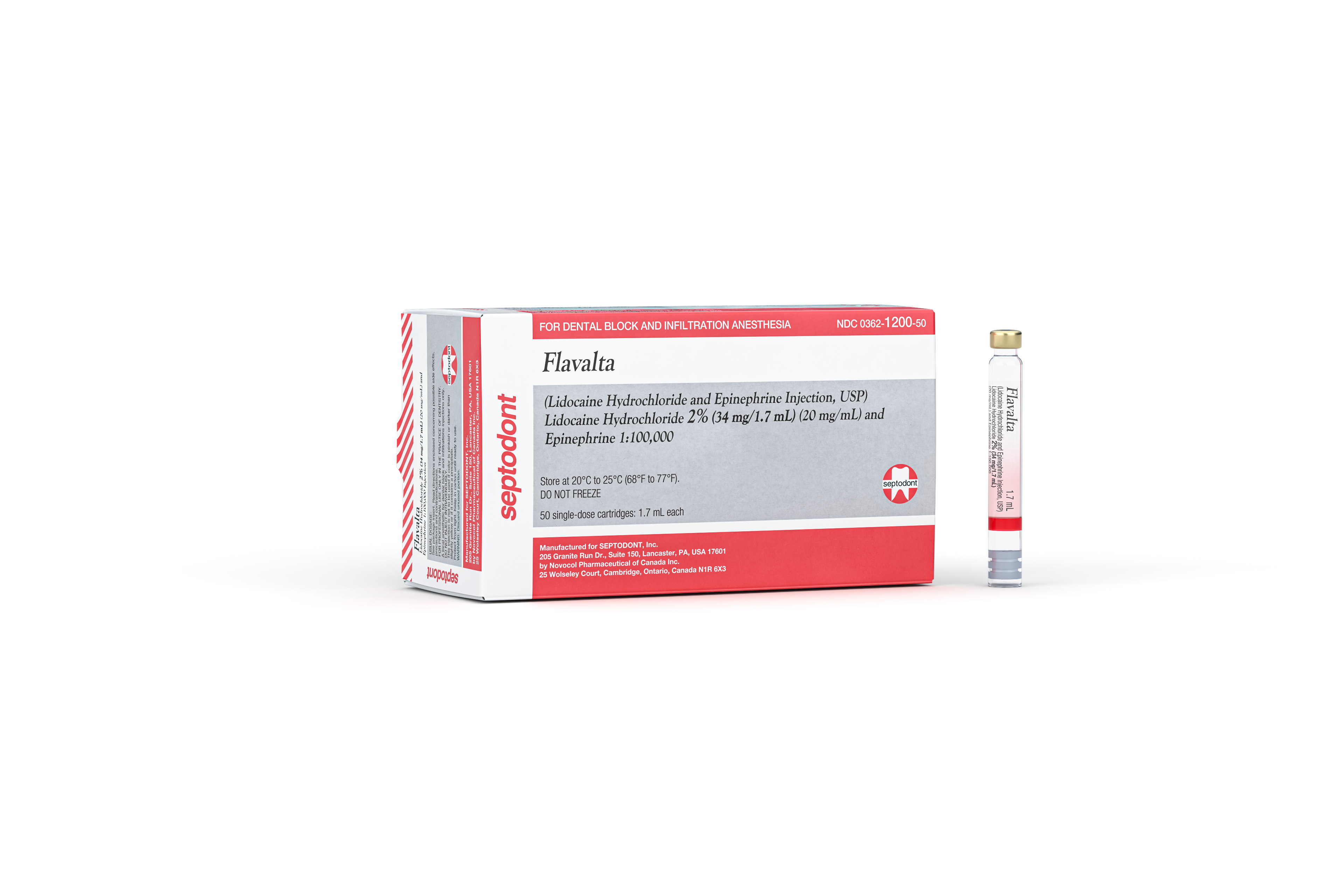 Flavalta Lidocaine HCl 2% Epinephrine 1:100,000 1.7 mL 50/Bx